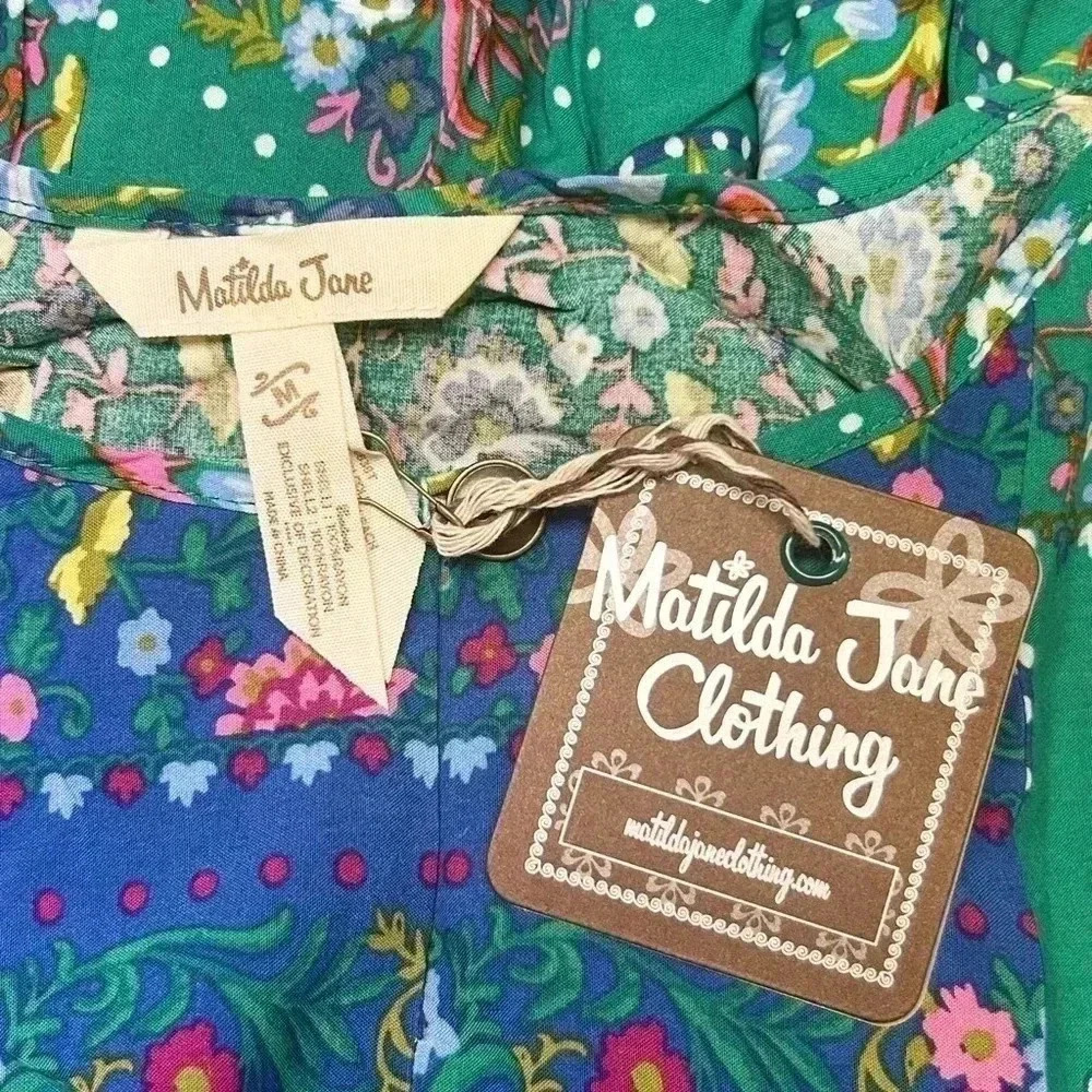 Matilda Jane Womens M Make Believe Evergreen Boho Peasant Festival Top NWT - Picture 3 of 5